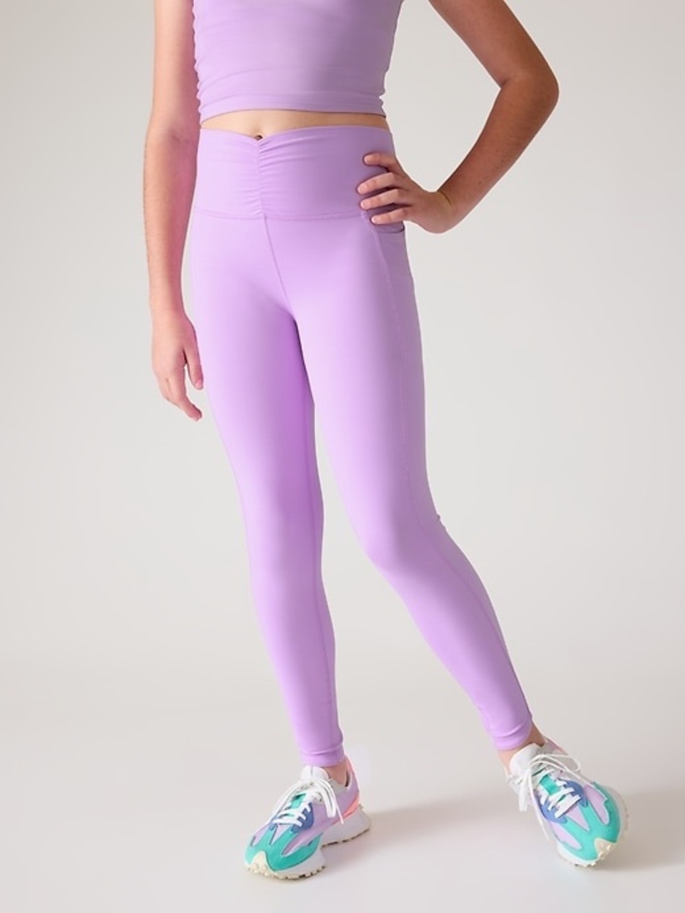 Athleta Girl Transcend Ruched Tight Lilac Size 12